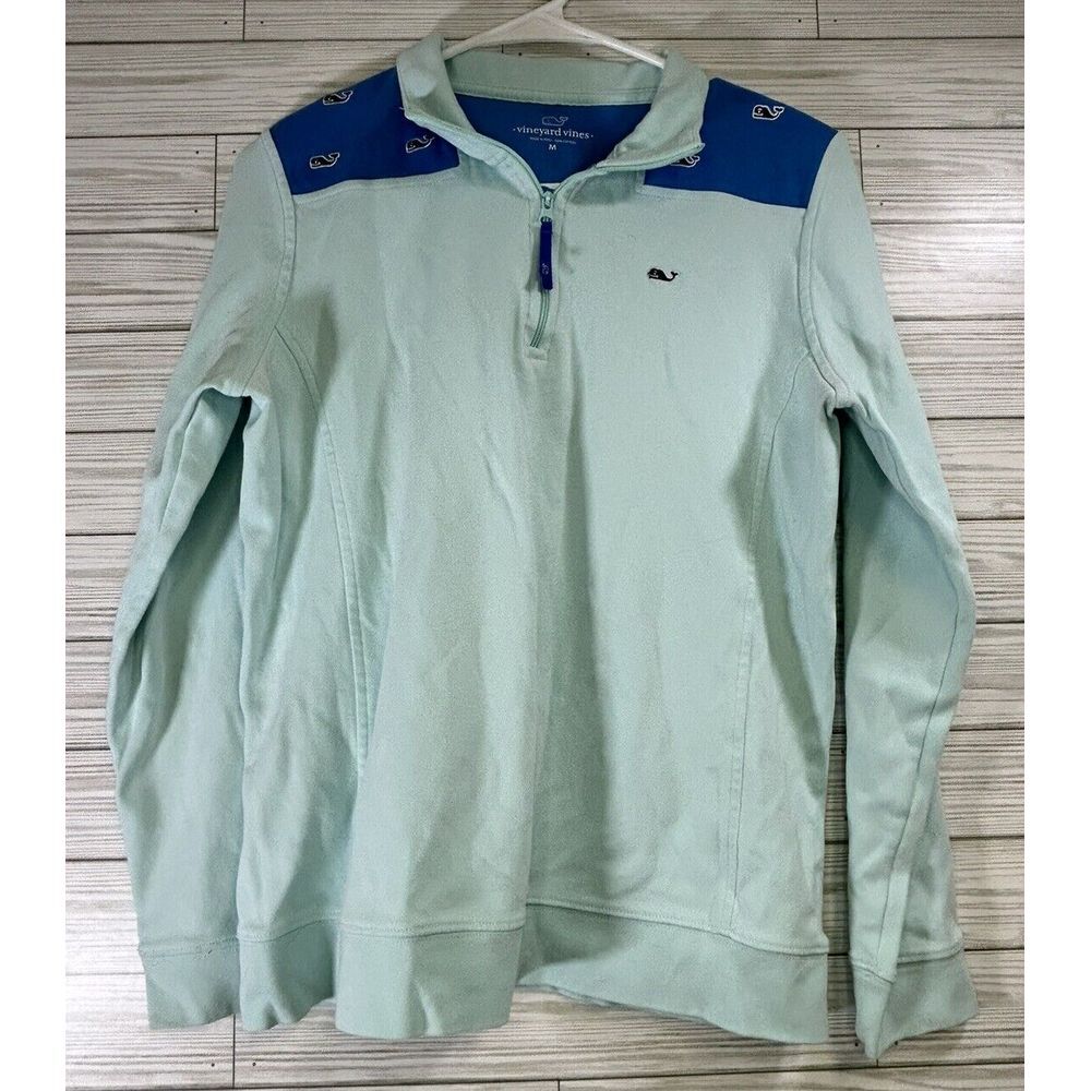 Vineyard Vines Womens Shep 1/4‎ Zip Pullover  Sweatshirt Blue Whale Size Medium